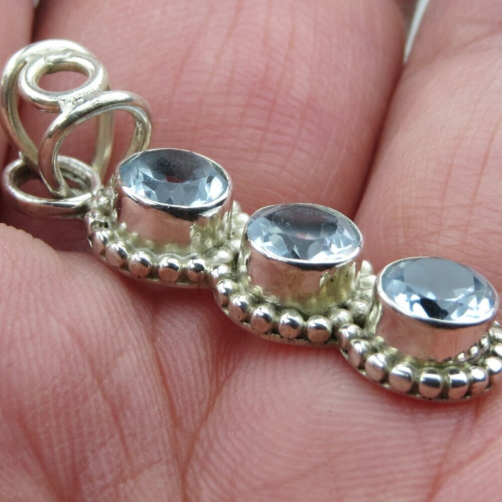 $300 Sterling Silver Aquamarine 2ct. Pendent